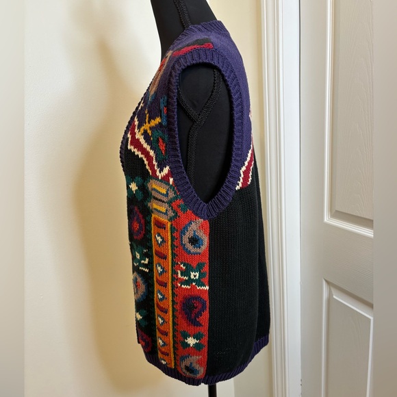 CHU Colorful hand Knit grandma cardigan Vest Size Small. - Picture 5 of 8